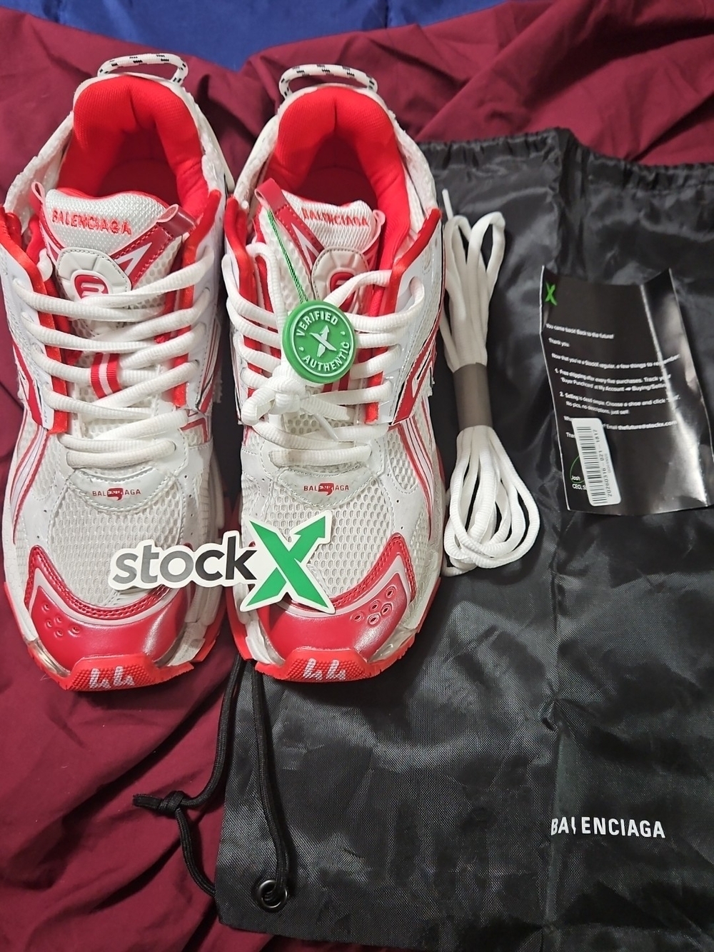 Balenciaga Type Cant Be Authtenticated White & Red Mesh Runner Sneakers
